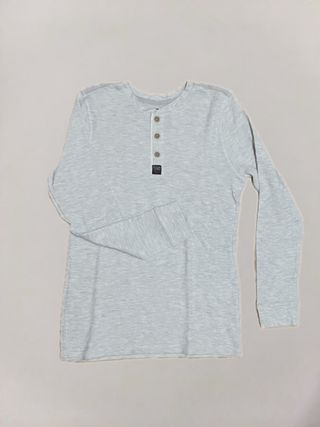 Camisa Henley Gris Manga Larga