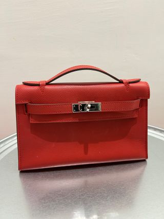 Borsa Hermès Kelly Pochette Epsom rossa