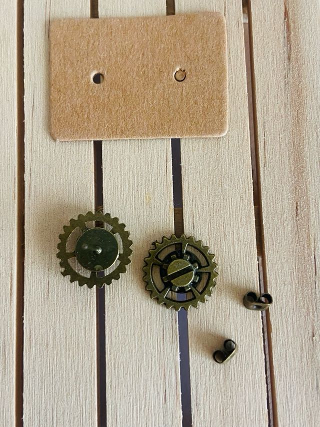 Pendientes Steampunk Engranajes Bronce y Dorado