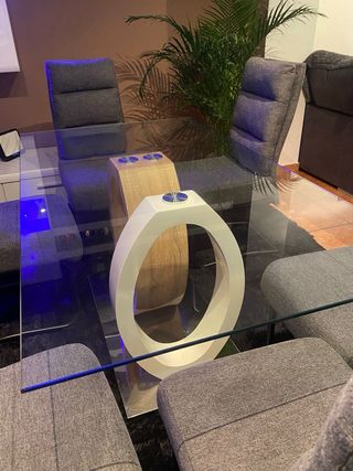 Mesa de comedor cristal y madera