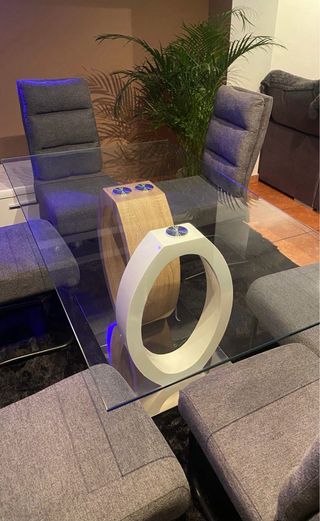 Mesa de comedor cristal y madera
