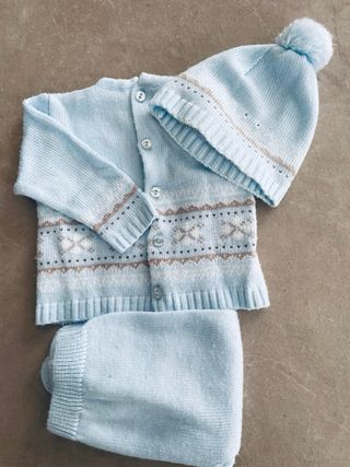 Conjunto punto bebé azul