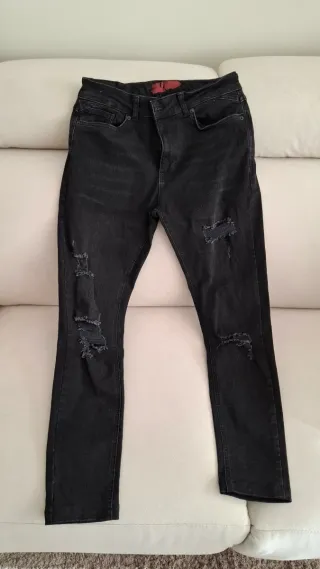 Pantalón hombre denim con elastano negro