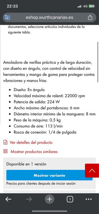 Amoladora angular DSW 22 Würth