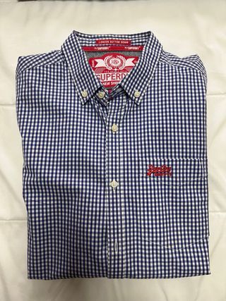 Camisa Superdry cuadros azul y blanco