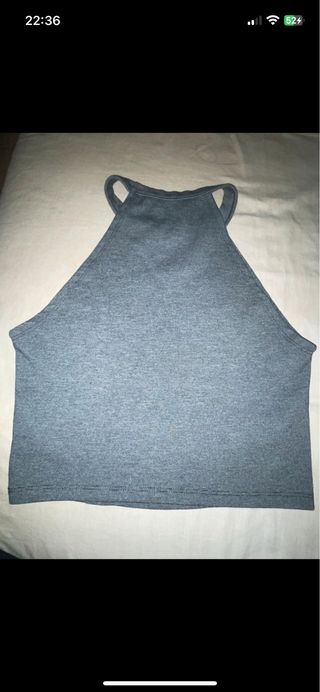 Top Zara gris cuello halter XS