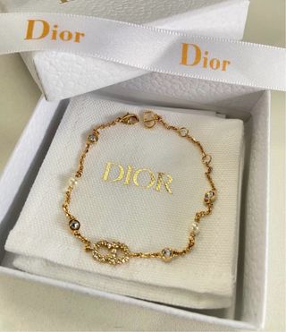 Pulsera Dior Clair D Lune Dorada Perlas