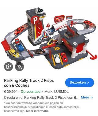 Parking Rally Track Garaje Juguete 2 Pisos