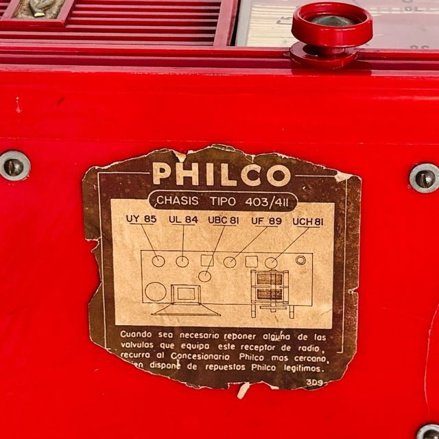 Radio Philco Vintage Años 50 Roja Dorada