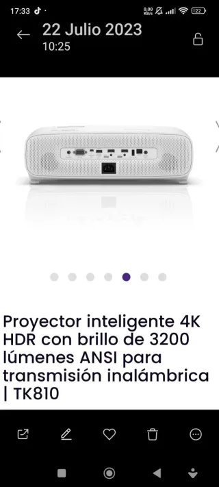 Proyector BenQ TK810 4K HDR Inalámbrico
