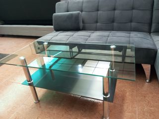 Nuevo: Mesa Centro de Cristal 2 Niveles, 90x50