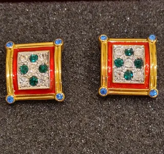 Pendientes Vintage Art Deco Dorados con Piedras Ve
