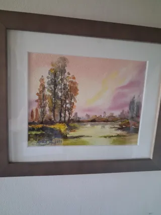 2 Quadri ad acquerello, barca e paesaggio