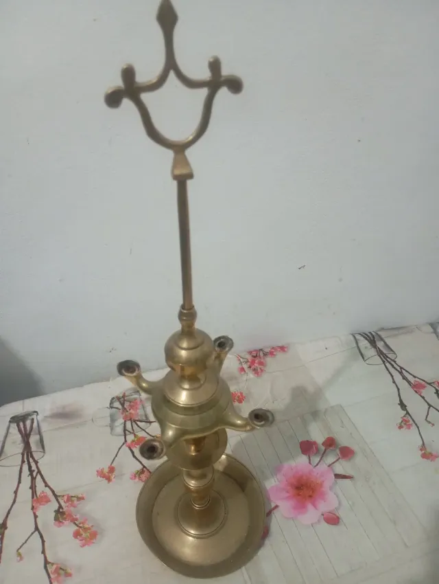 2 Lámparas de aceite antigua de latón