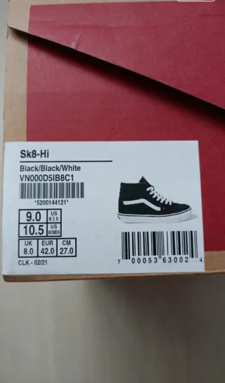 Zapatillas Vans Sk8-Hi. Talla 42