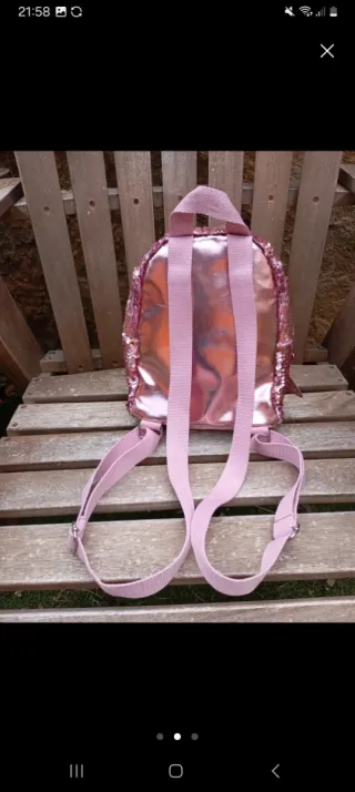 Mochila lentejuelas rosa y plateada