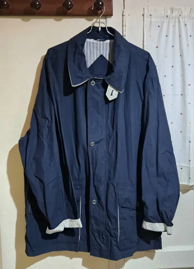 Chaqueta impermeable vintage azul marino