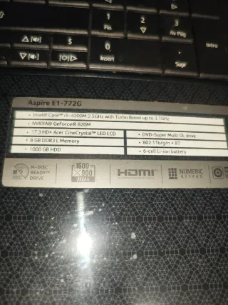 Portátil Acer i5  NVIDIA GeForce