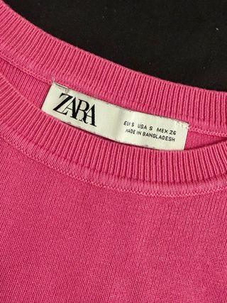 Top Zara Rosa sin Mangas Talla S