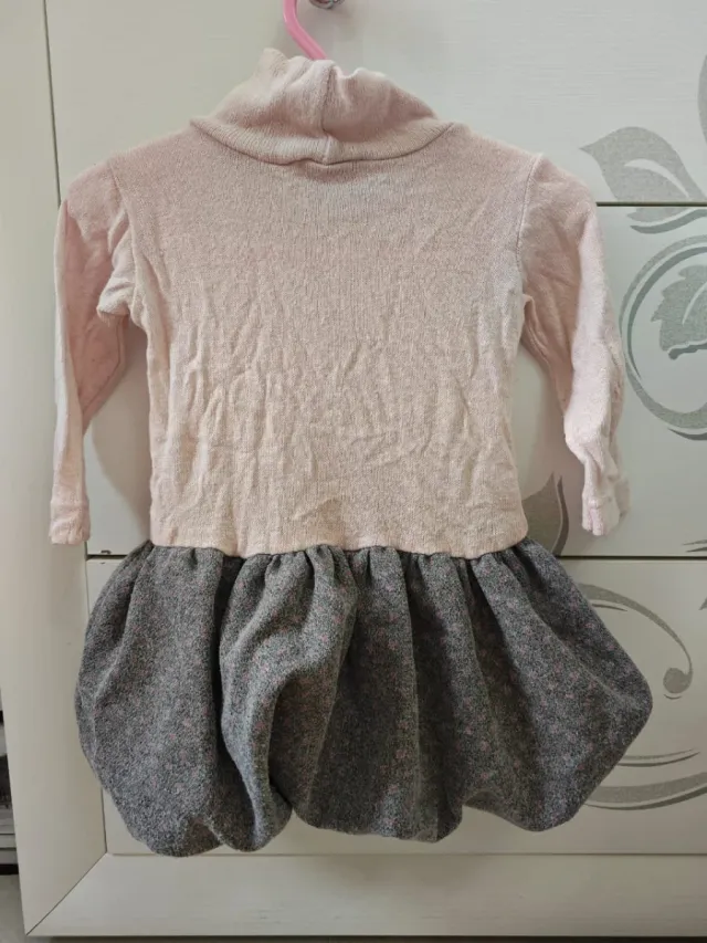 Vestitino bimba 1/2 anni rosa e grigio