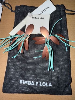 Pendientes BIMBA Y LOLA dorados y turquesa