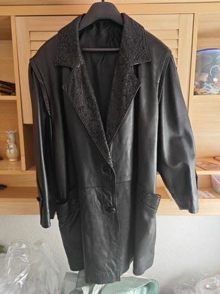 Chaqueta de piel vintage negra