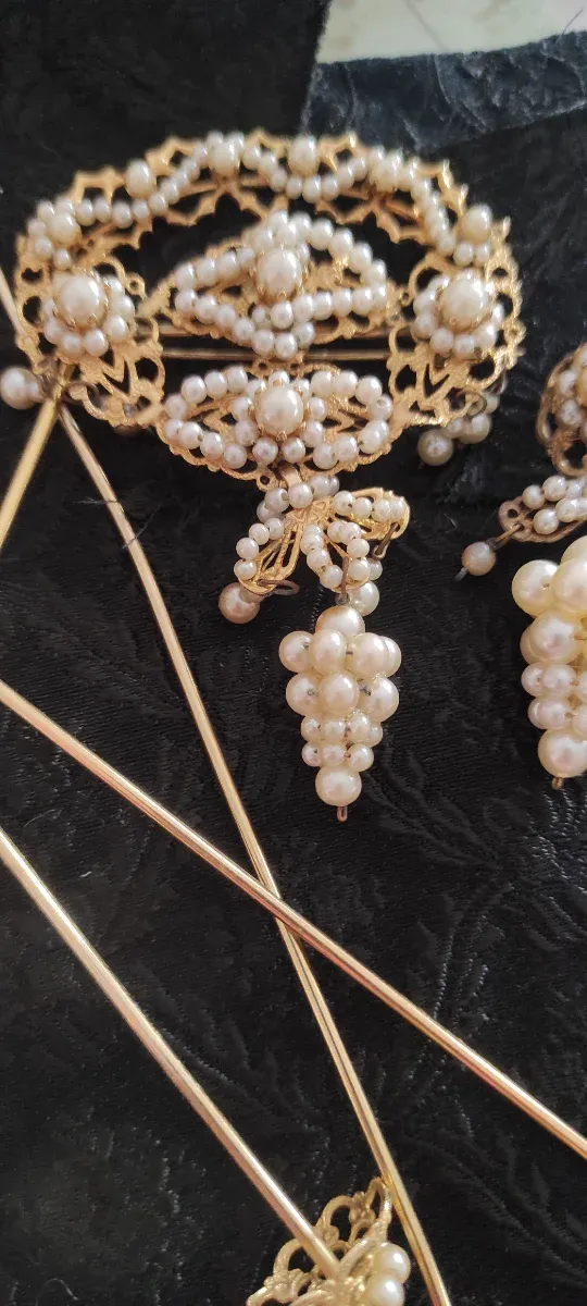 Aderezo fallero antiguo perlas y oro