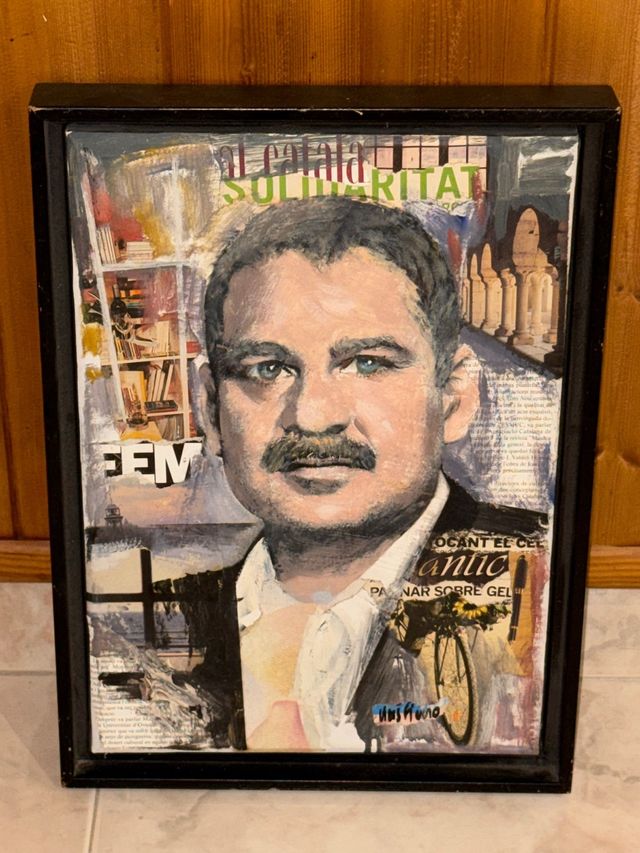 Cuadro mixto con collage y con retrato