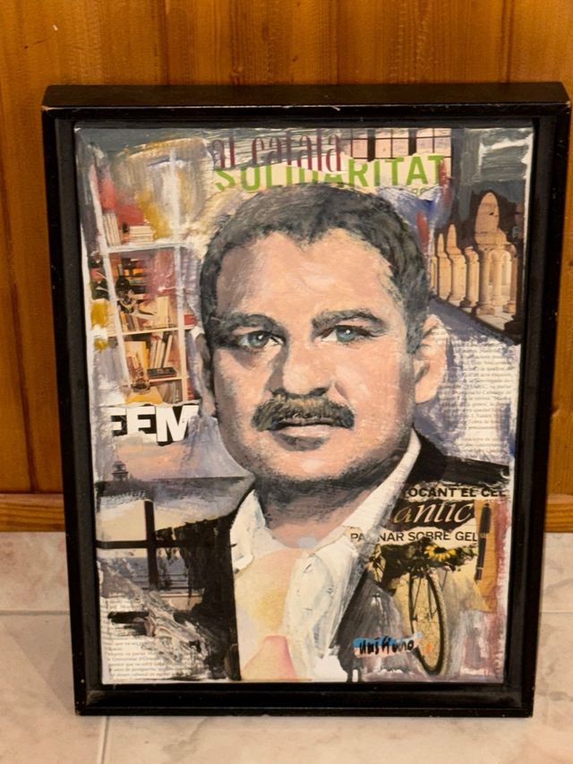 Cuadro mixto con collage y con retrato