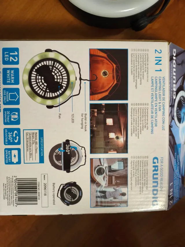 Ventilador y Lámpara de Camping 2 en 1