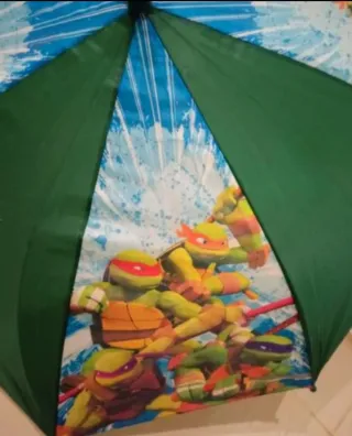 Paraguas verde niños Tortugas Ninja