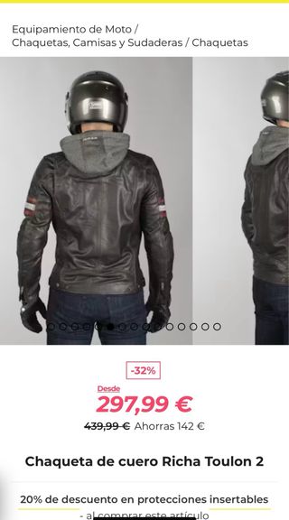 Chaqueta Cuero Moto Richa Toulon Talla 52