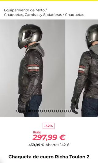 Chaqueta Cuero Moto Richa Toulon Talla 52