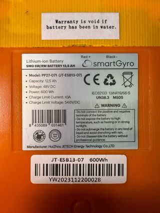 Batería Smartgyro 12.5Ah 48V Patinete Eléctrico