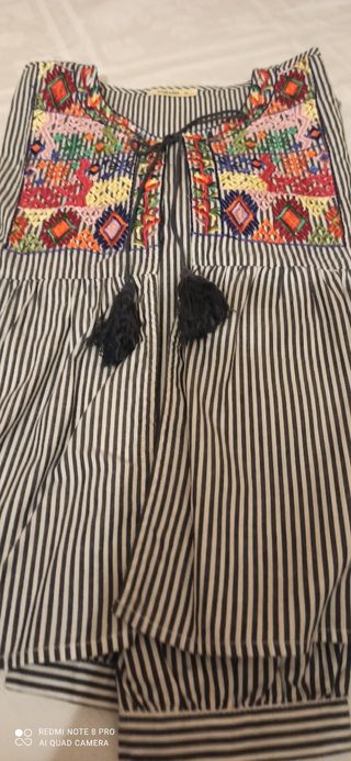 Camisa larga bordada XL