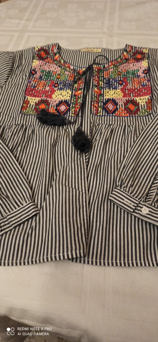 Camisa larga bordada XL