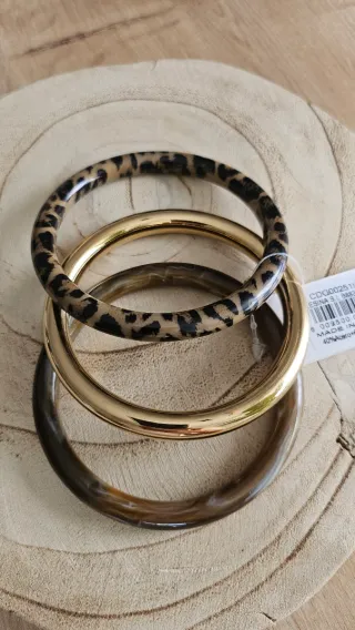 Confezione da 3 braccialetti in oro e stampati