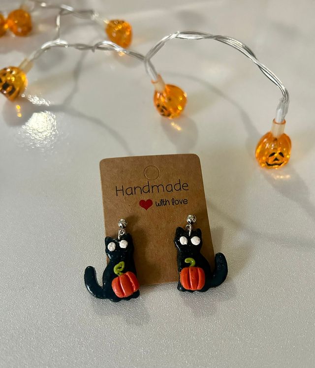Pendientes Gato Negro Calabaza Halloween