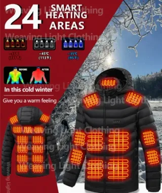 Chaqueta Térmica Eléctrica 24 Zonas Negra