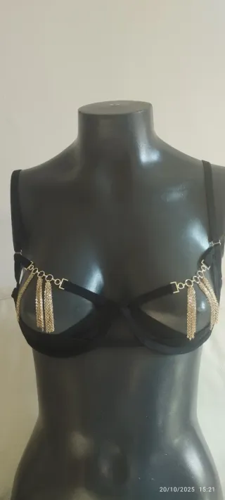 Reggiseno sexy nero con dettagli oro