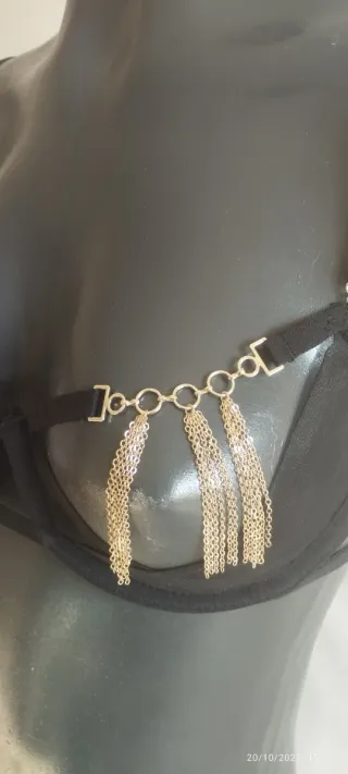 Reggiseno sexy nero con dettagli oro