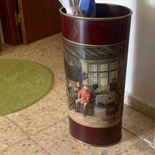 Paragüero vintage metálico decorado