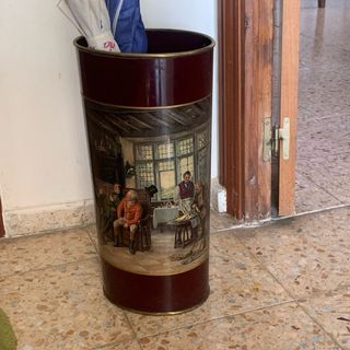 Paragüero vintage metálico decorado
