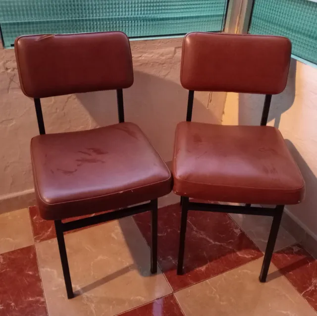 Sillas Vintage Cuero Marrón (3  unidades)