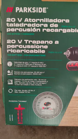 Taladro Percutor Parkside 20V 