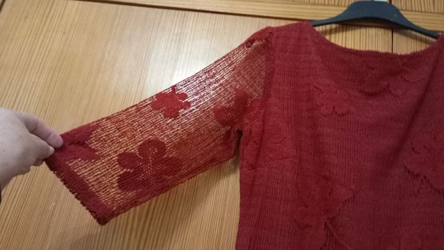 Vestido largo encaje floral rojo Talla M