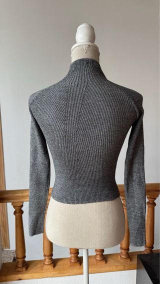 Jersey gris de cuello alto - S