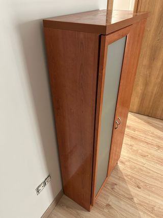 Armario madera 2 puertas vidrio translúcido