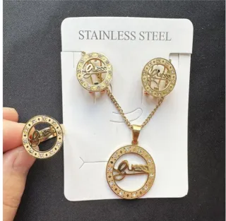 Set Bisutería Chanel Dorado y Turquesa