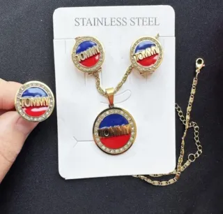 Set Bisutería Chanel Dorado y Turquesa